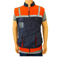 Chaleco bicolor naranja y azul front