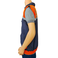 Chaleco bicolor naranja y azul perfil 1