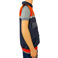 Chaleco bicolor naranja y azul perfil